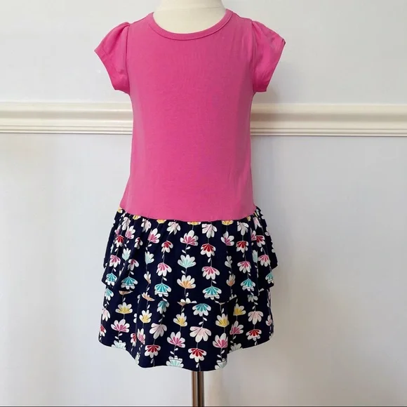 Gymboree Pink Blue Ruffle Short Sleeve Dress 3T - Picture 1 of 12